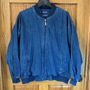 Vintage Bovattini Sportswear Blue Denim Bomber Jacket – Size Large